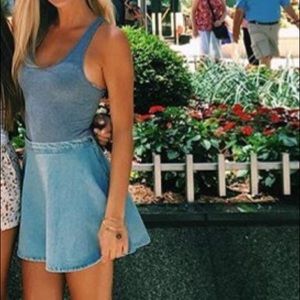 Light washed skater denim skirt: American Apparel